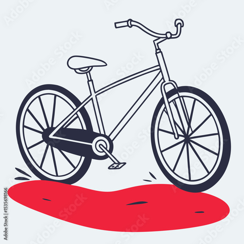 Bicycle icon with splash of red in clean modern style