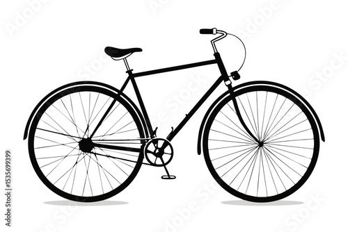 Simple black and white bicycle vector illustration isolated on a clean white background