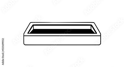 A white tile floor with a black square in the middle