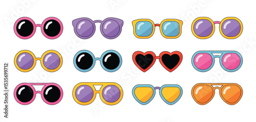 Collection of colorful sunglasses icons