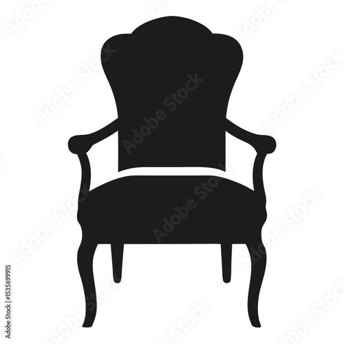old leather armchair silhouette with white background.