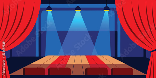 Wooden stage floor for theater play or performance design