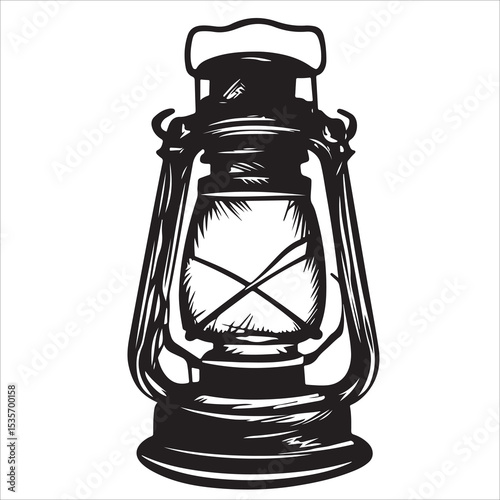 A lantern flat, lamp icon vector silhouette illustration, isolated white background