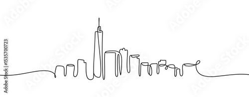 One line drawing new york city skyline