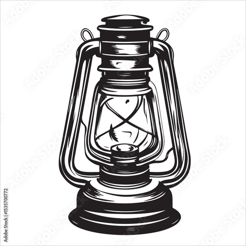 A lantern flat, lamp icon vector silhouette illustration, isolated white background