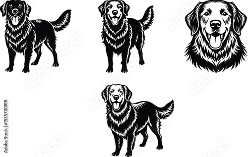 Black Golden Retriever Dog Silhouettes Happy Canine Designs