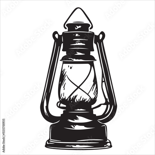 A lantern flat, lamp icon vector silhouette illustration, isolated white background