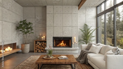 Cozy Concrete Living Room w...