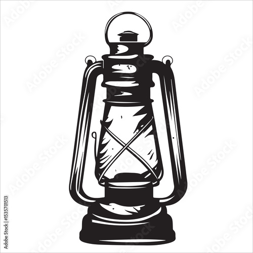 A lantern flat, lamp icon vector silhouette illustration, isolated white background
