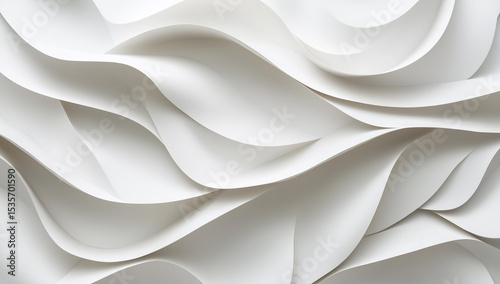 Abstract White Paper Waves with Smooth Curves and Soft Textures