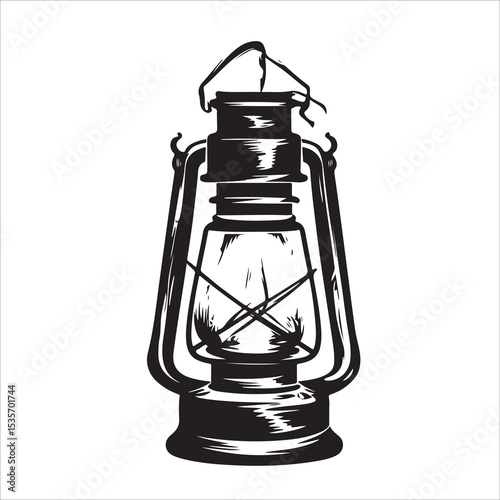 A lantern flat, lamp icon vector silhouette illustration, isolated white background