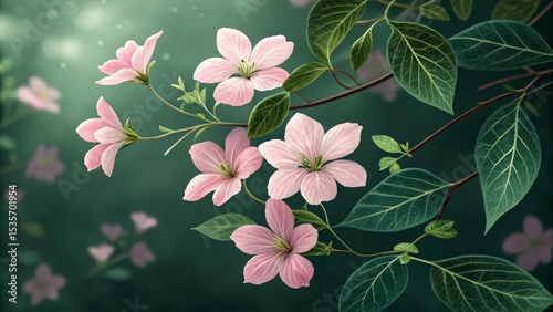 Digital Painting Pink Flowe...
