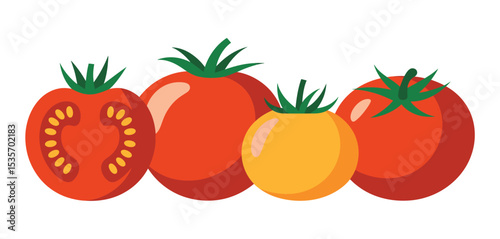 Fresh red and yellow tomatoes illustration