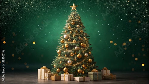 Elegant Gold and Green Chri...