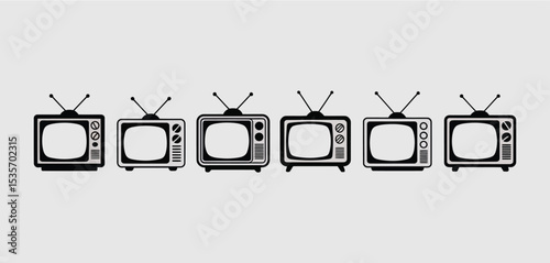 Row of retro televisions vintage style illustration