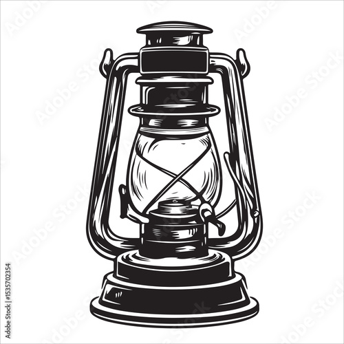 A lantern flat, lamp icon vector silhouette illustration, isolated white background