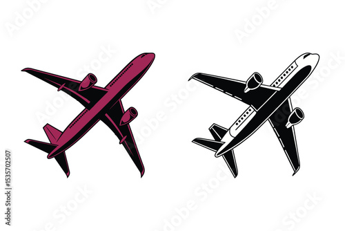 Airplane Silhouette Vector Illustration for Travel and Aviation