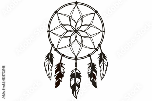 vector illustration of an dreamcatcher feather