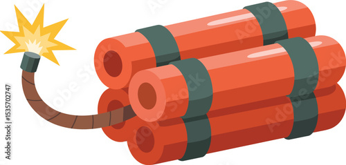 Cartoon dynamite sticks with lit fuse