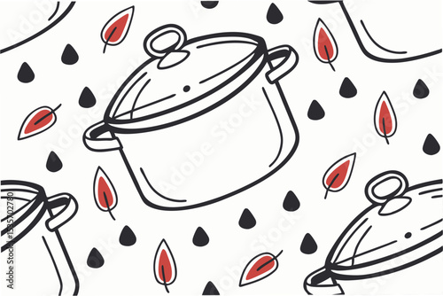 seamless background with cooking pot