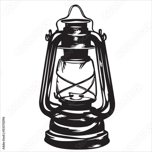 A lantern flat, lamp icon vector silhouette illustration, isolated white background