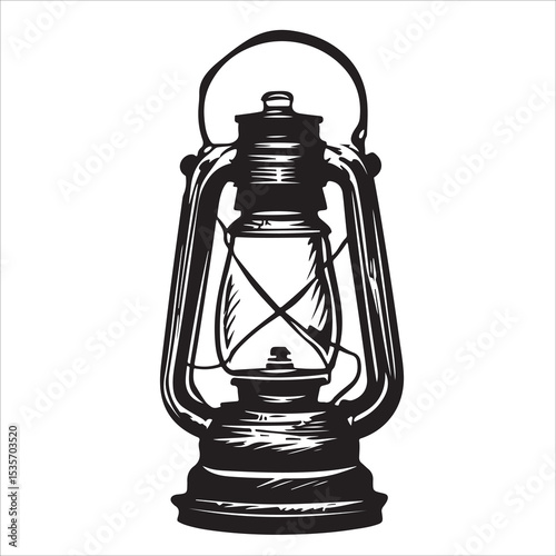 A lantern flat, lamp icon vector silhouette illustration, isolated white background