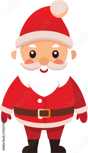 Cute and cheerful cartoon illustration of santa claus in traditional festive outfit