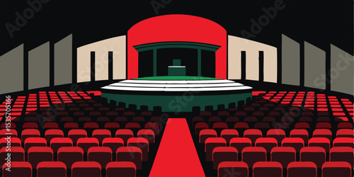 Modern auditorium interior wide shot of a large contemporary concert hall or theater