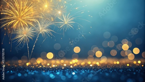 Golden Fireworks over Blue ...