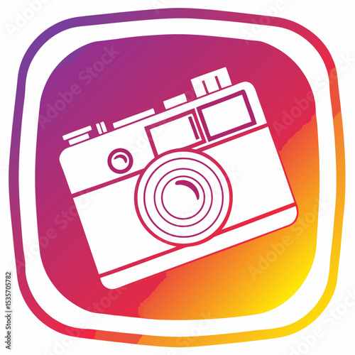 Here's a concise description:

Photo camera icon with a lens, symbolizing digital photography equipment