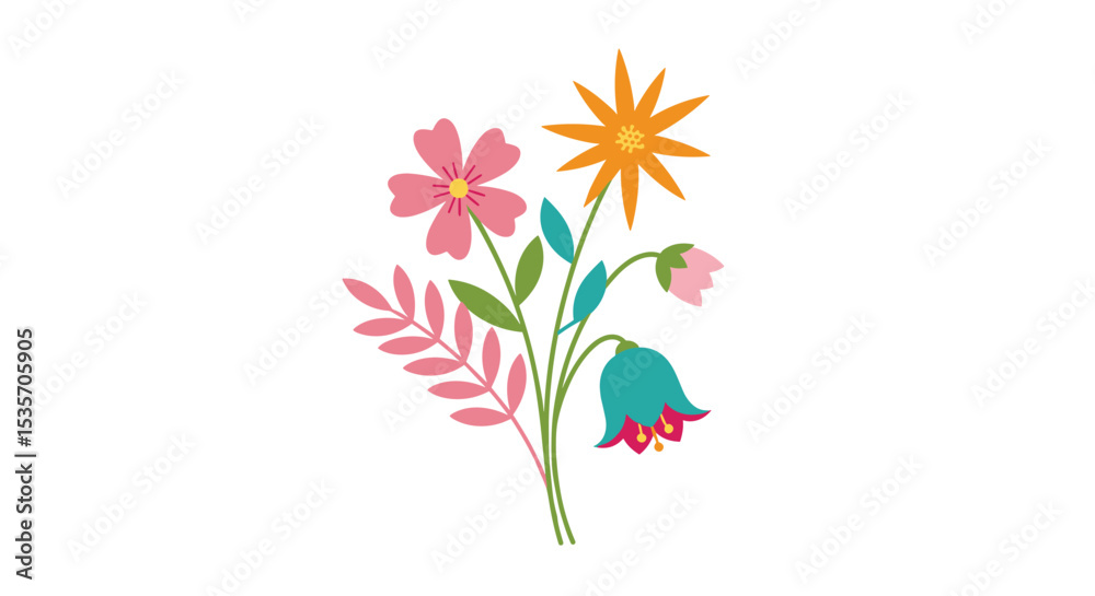 Naklejka premium A Colorful Bouquet of Flowers Depicting an Abstract Representation of Nature and Art