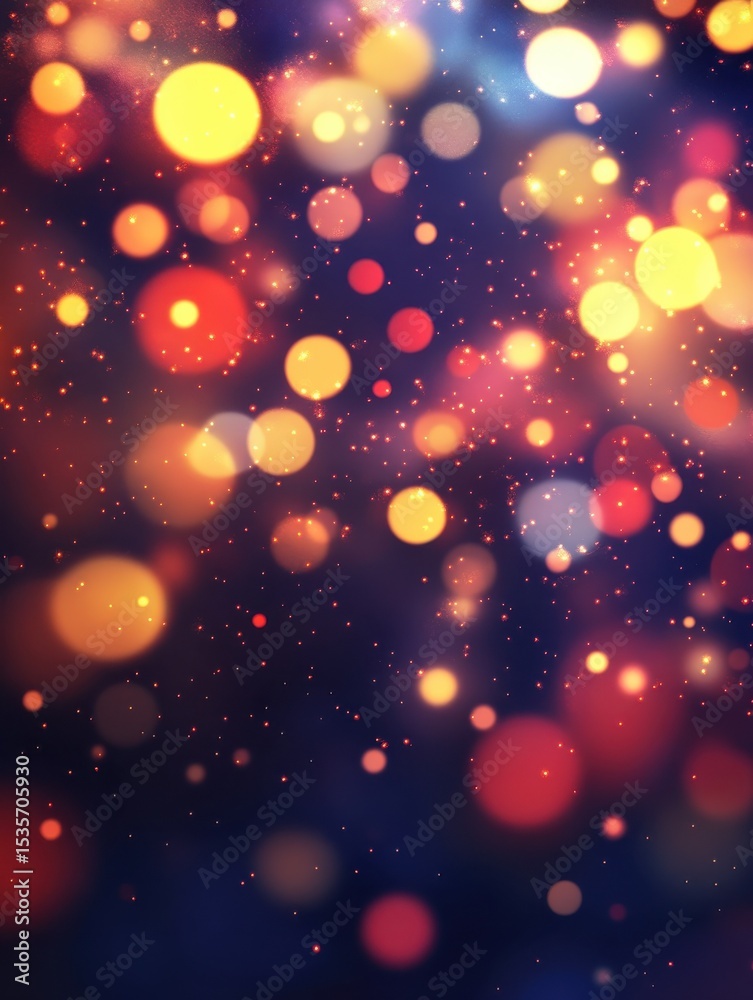 Fototapeta premium Colorful glowing bokeh background with festive lights
