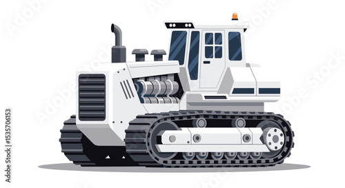 The Powerful White Bulldozer a Vehicle for Construction and Landscape Transformation Purposes