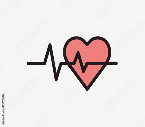 Heart Rate Monitor Icon, Healthcare Symbol, Medical Heartbeat Graphic