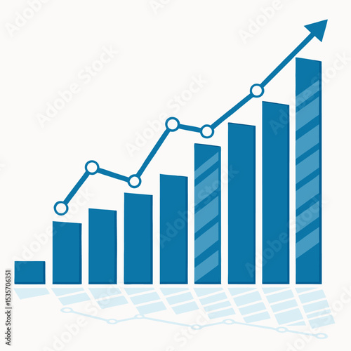 Business growth chart with red arrow showing financial market success and profit increase