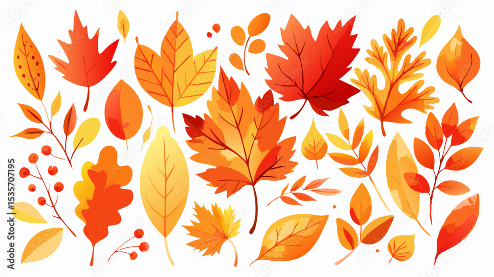 Obraz premium Autumn Leaves Collection: Red, Orange, Yellow Fall Foliage