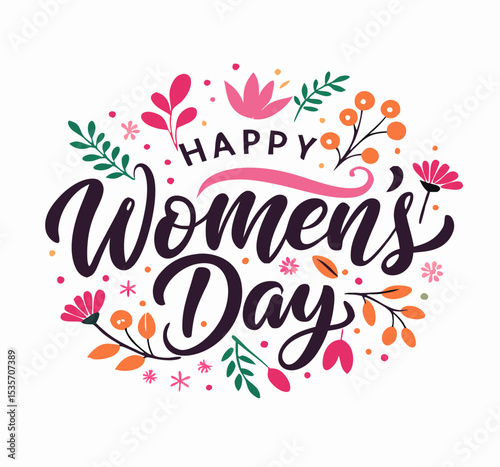 Happy Women's Day Floral Design Greeting Card