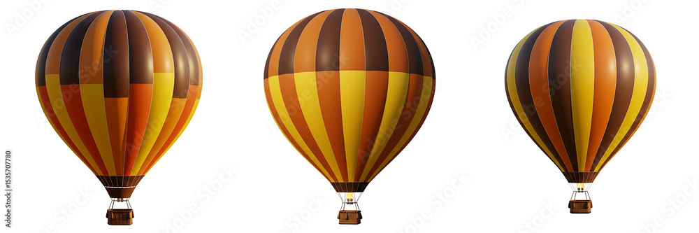 Naklejka premium Orange and Brown Hot Air Balloon Multiple Views Transparent Background
