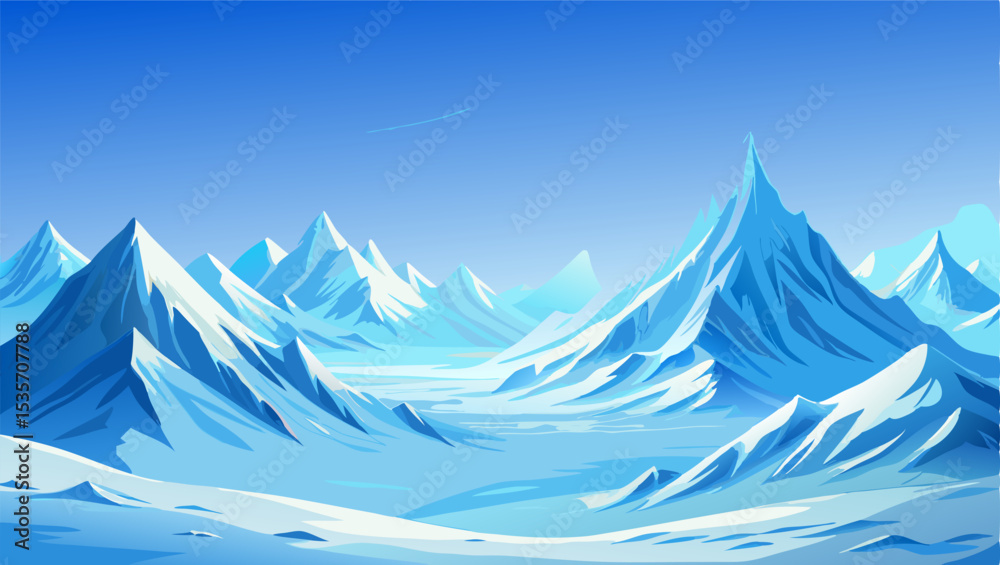 Fototapeta premium Stunning Blue Mountain Range Landscape Illustration
