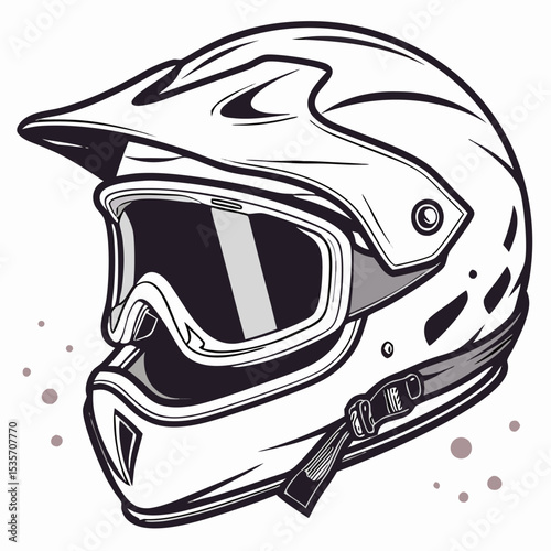 Motocross Helmet and Goggles Line Art Illustration