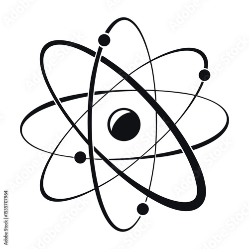 A stylized atom model, isolated on white background