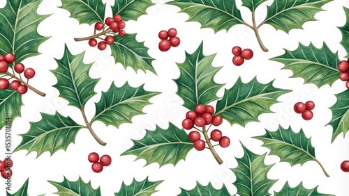 Holly Berries and Leaves Wa...