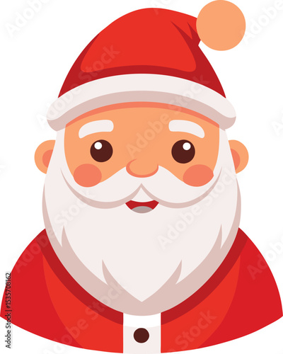 Cartoon illustration of santa claus head with red hat and white beard for christmas