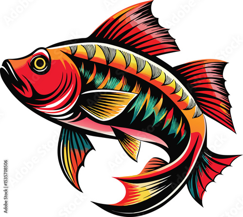 Colorful stylized fish illustration depicting vivid colors and artistic underwater life forms