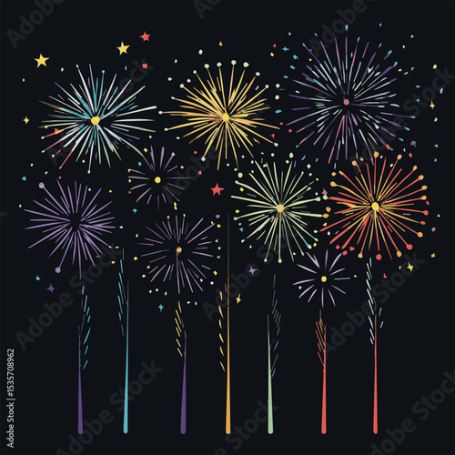 Vector of fireworks for material Fireworks display Decoration Fireworks display Summer festival