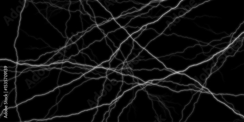 Massive lightning bolt with branches isolated on black background. Black marble natural pattern for background, abstract natural marble black and white for design. Dark textured leather wall. 