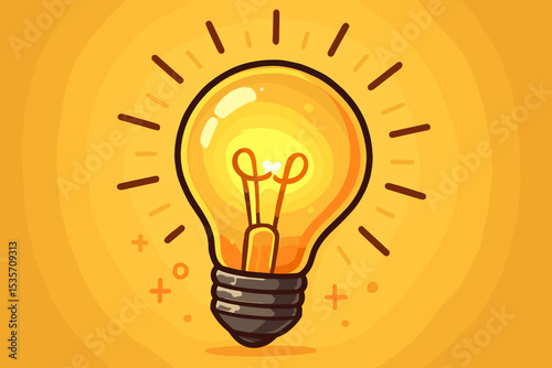 Glowing lightbulb icon, symbol of a new idea, creativity, and innovation. Vector illustration concept for inspiration, brainstorming, problem-solving, and finding a solution.