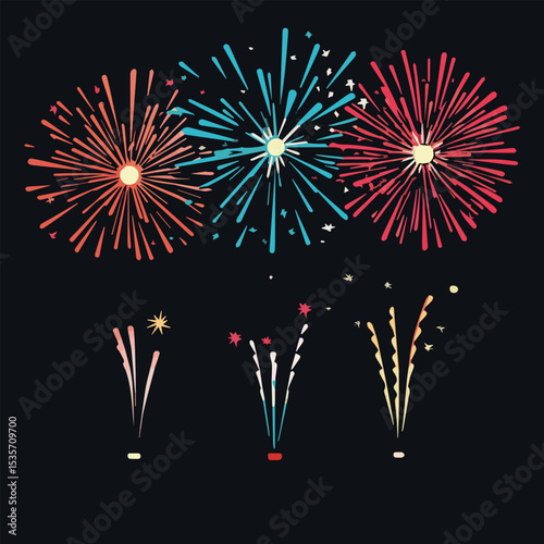 Vector of fireworks for material Fireworks display Decoration Fireworks display Summer festival