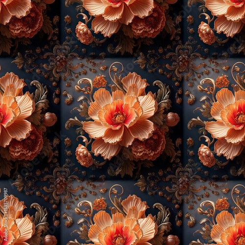 Elegant floral watercolor seamless pattern with vibrant hues