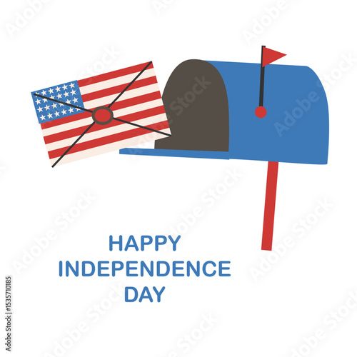 Independence day celebration with american flag and mailbox design.